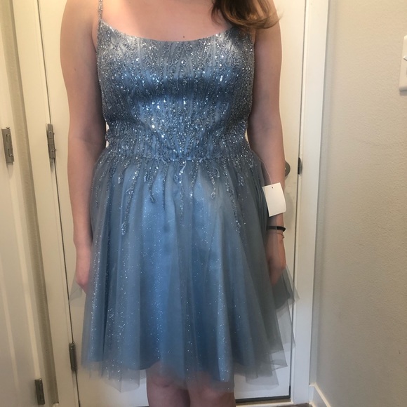 Layered Tulle A-Line Embroidered Bodice Short Cocktail Dress & Homecoming Dress - Picture 9 of 9